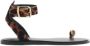 Mango leren sandalen met panterprint cognac zwart - Thumbnail 1