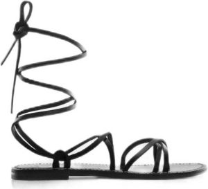 Mango leren sandalen zwart