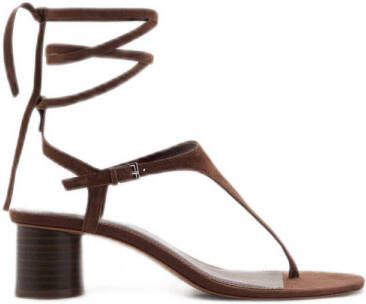 Mango leren sandalettes bruin