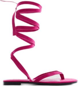 Mango leren sandalettes roze
