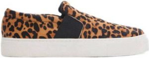 Mango leren slip-on met panterprint bruin