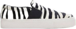 Mango leren slip-on met zebraprint zwart wit