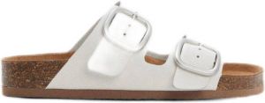 Mango leren slippers wit