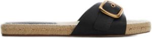 Mango leren slippers zwart