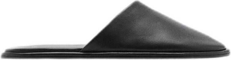 Mango leren slippers zwart