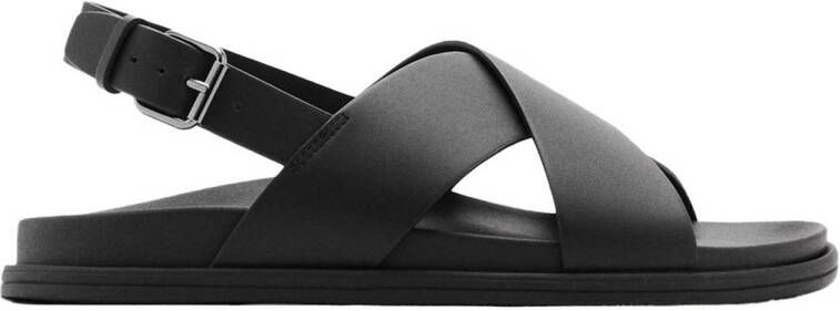 Mango Man leren sandalen zwart