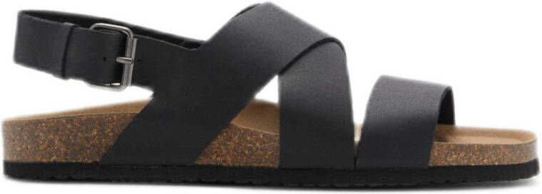 Mango Man leren sandalen zwart