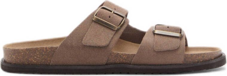 Mango Man leren slippers bruin