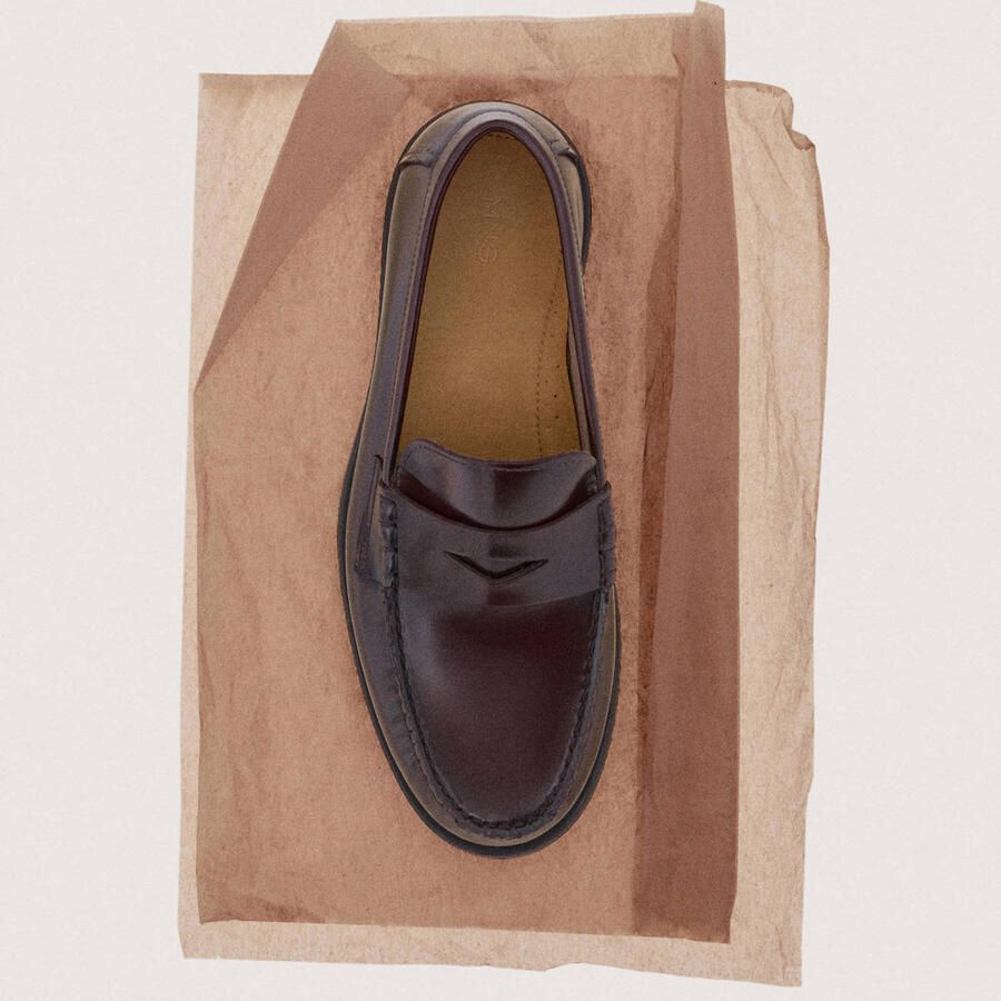 Mango Man leren loafers bordeaux - Foto 2