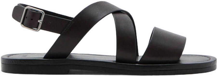 Mango Man leren sandalen donkerbruin