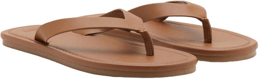 Mango Man leren teenslippers bruin - Foto 3