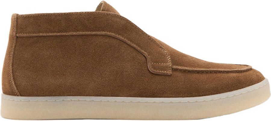 Mango Man suède enkelboots cognac