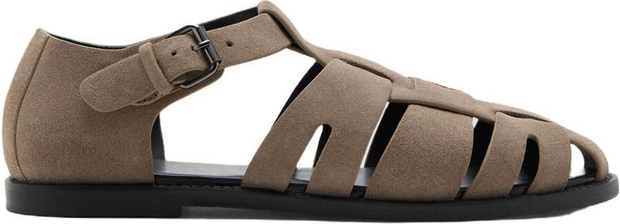 Mango Man suede sandalen lichtbeige