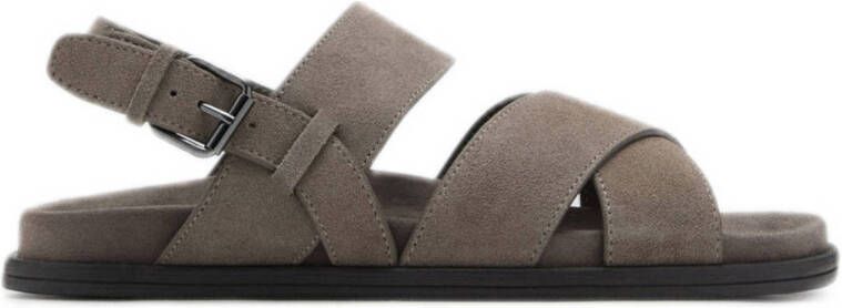 Mango Man suède sandalen grijsbruin