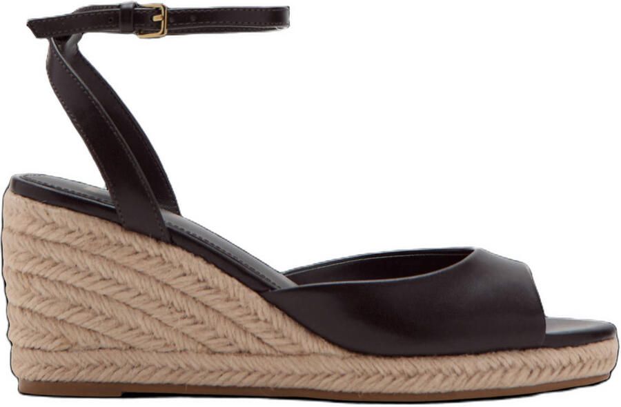 Mango imitatieleren espadrilles met sleehak donkerbruin