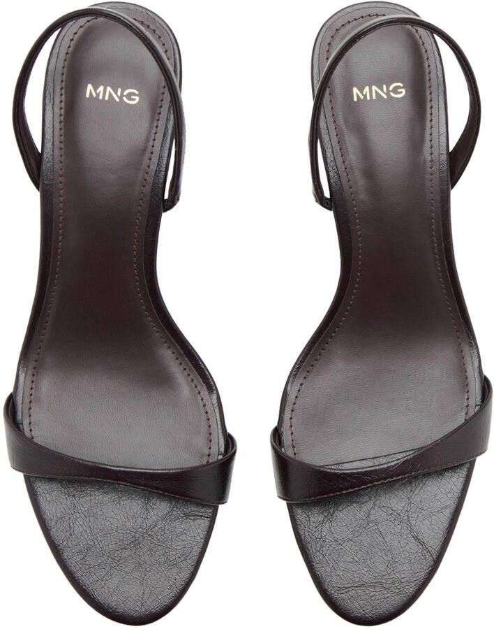 Mango imitatieleren leren sandalettes blokhak donkerbruin - Foto 2