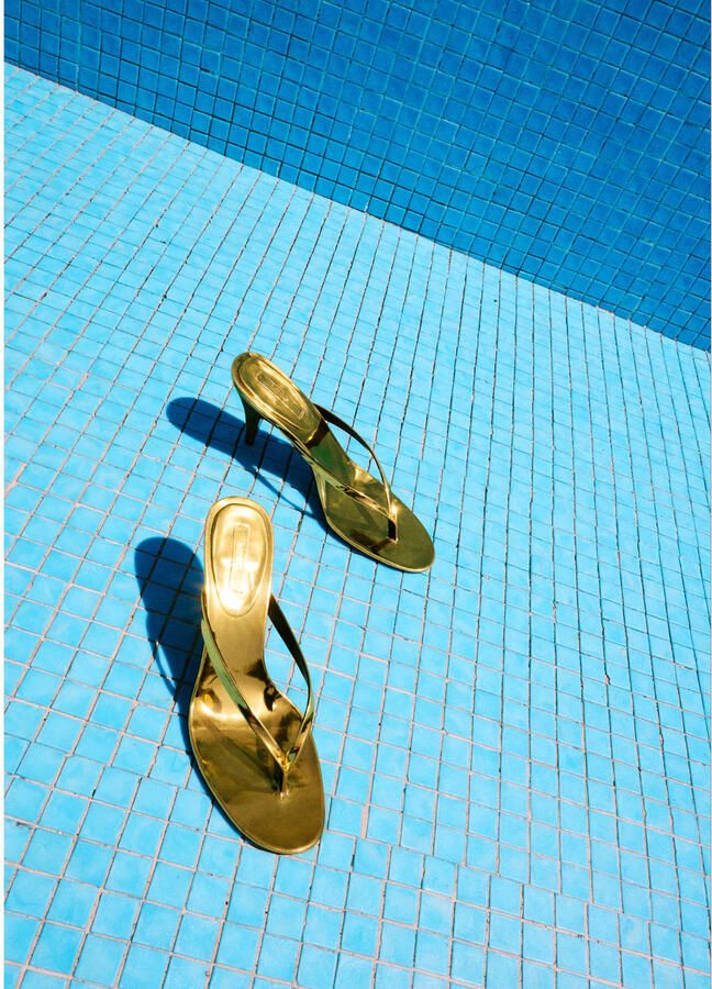 Mango imitatieleren muiltjes met hak goud metallic - Foto 3