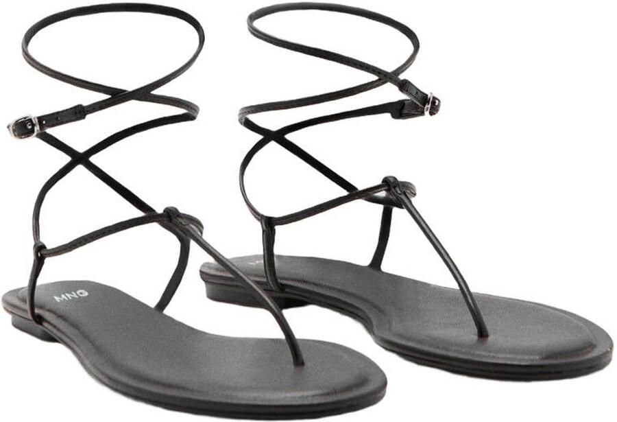 Mango imitatieleren sandalen donkerbruin - Foto 3