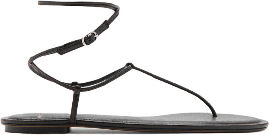 Mango imitatieleren sandalen donkerbruin