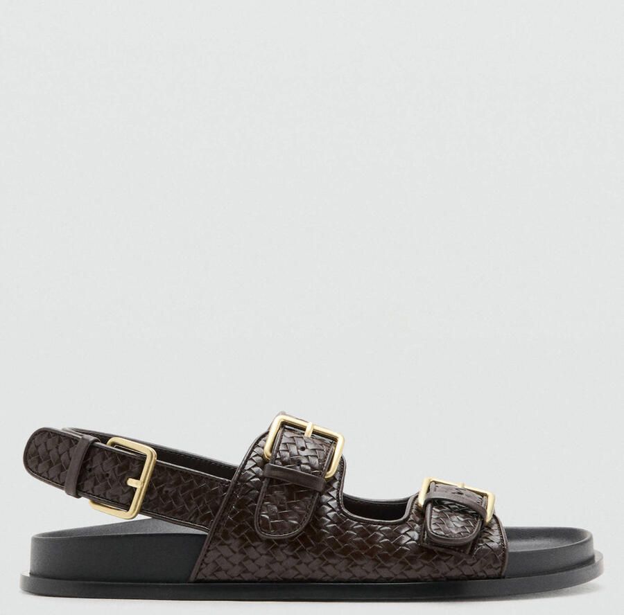 Mango imitatieleren sandalen donkerbruin - Foto 2