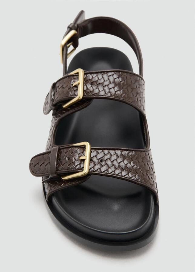 Mango imitatieleren sandalen donkerbruin - Foto 3