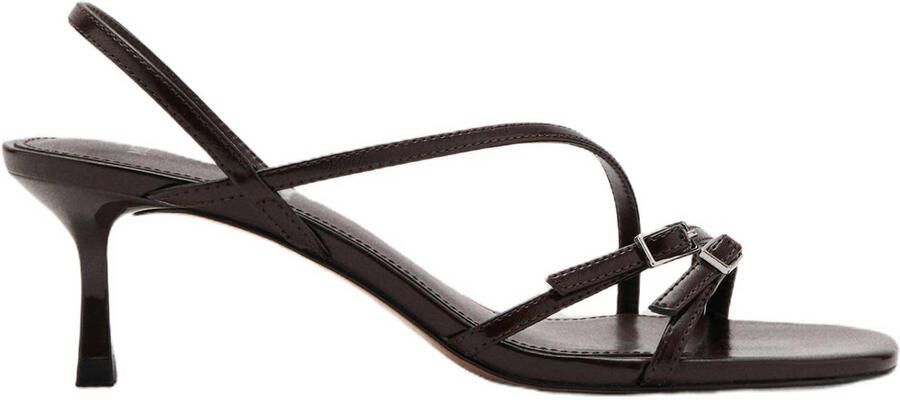 Mango imitatieleren sandalen met hak donkerbruin - Foto 3
