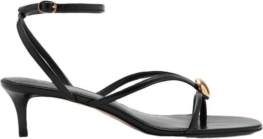 Mango imitatieleren sandalen met hak zwart