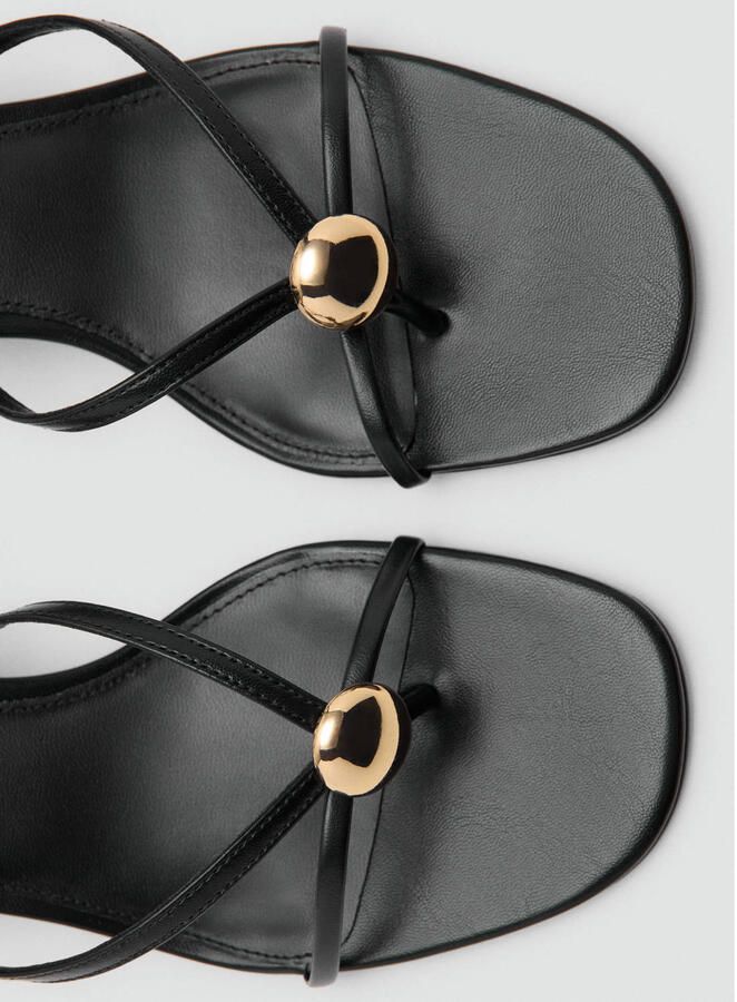 Mango imitatieleren sandalen met hak zwart - Foto 2