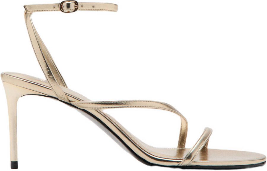 Mango imitatieleren sandalen met naaldhak goud