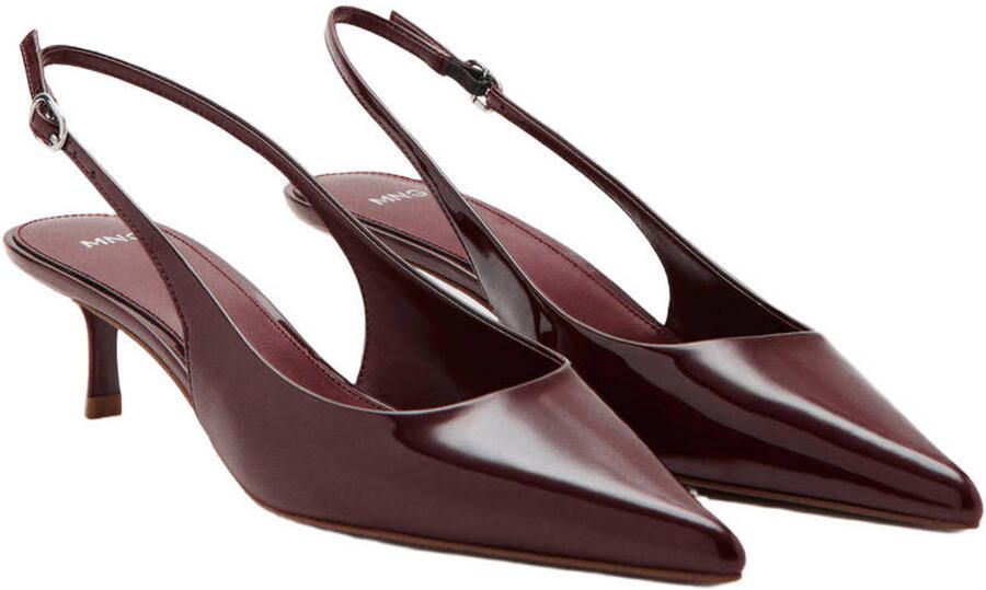 Mango imitatieleren slingback pumps met hak bordeaux - Foto 2
