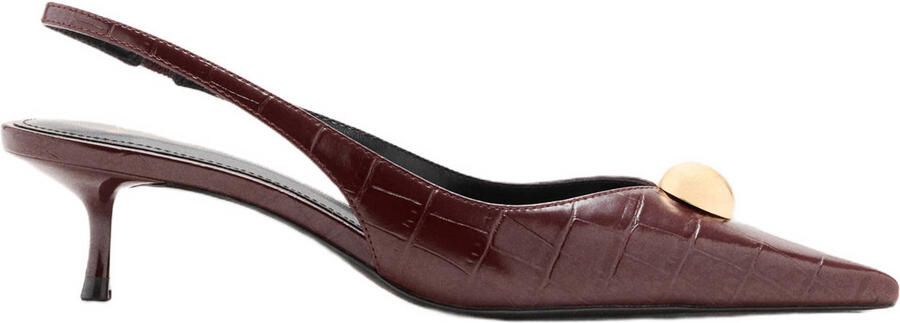 Mango imitatieleren slingback pumps met hak donkerrood