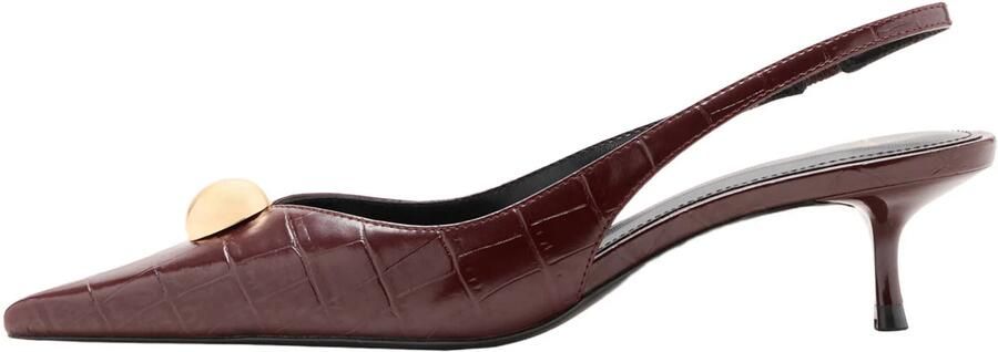 Mango imitatieleren slingback pumps met hak donkerrood - Foto 3