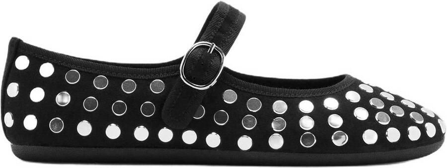 Mango Kids ballerina's met studs zwart zilver Meisjes Polyester