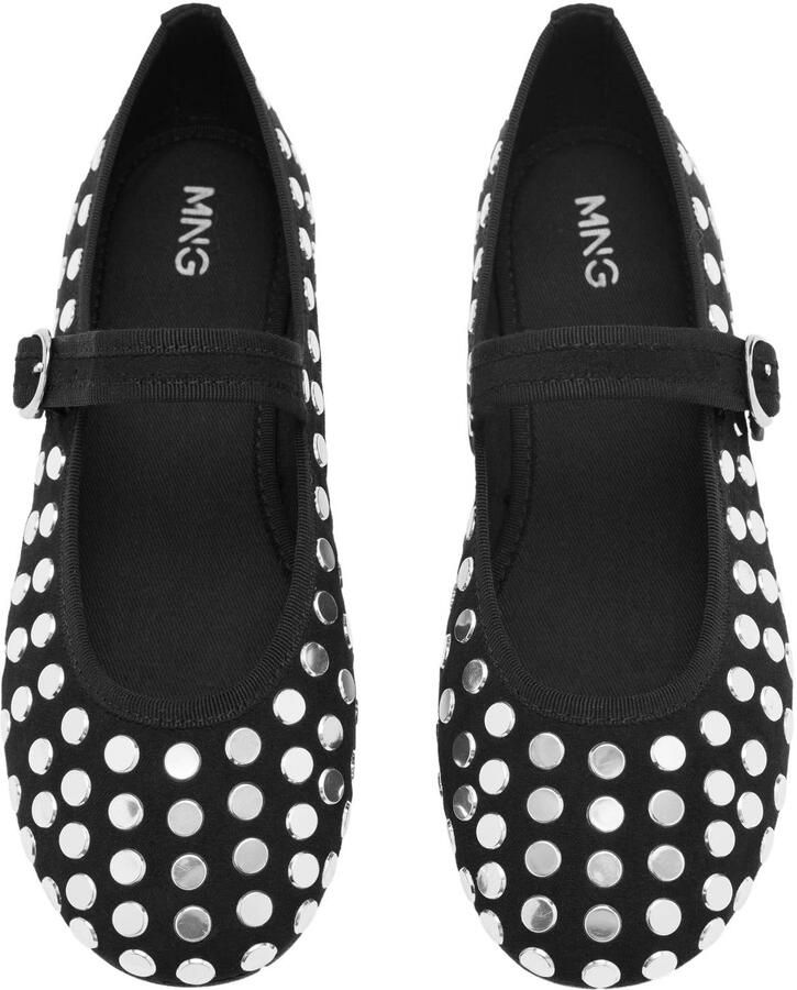 Mango Kids ballerina's met studs zwart zilver Meisjes Polyester - Foto 2