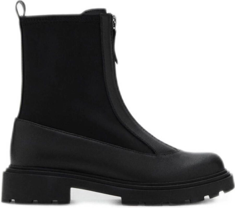 Mango Kids chunky leren enkelboots zwart
