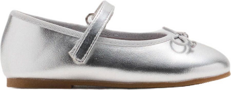 Mango Kids leren ballerina's zilver