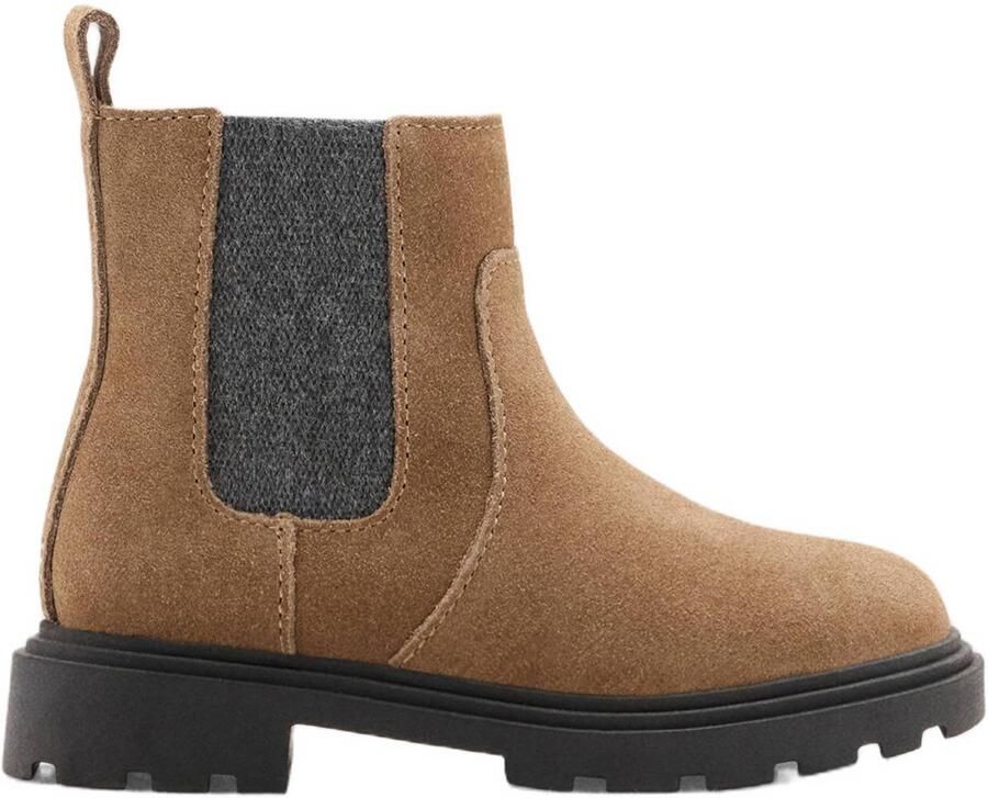 Mango Kids leren enkelboots met profielzool bruin