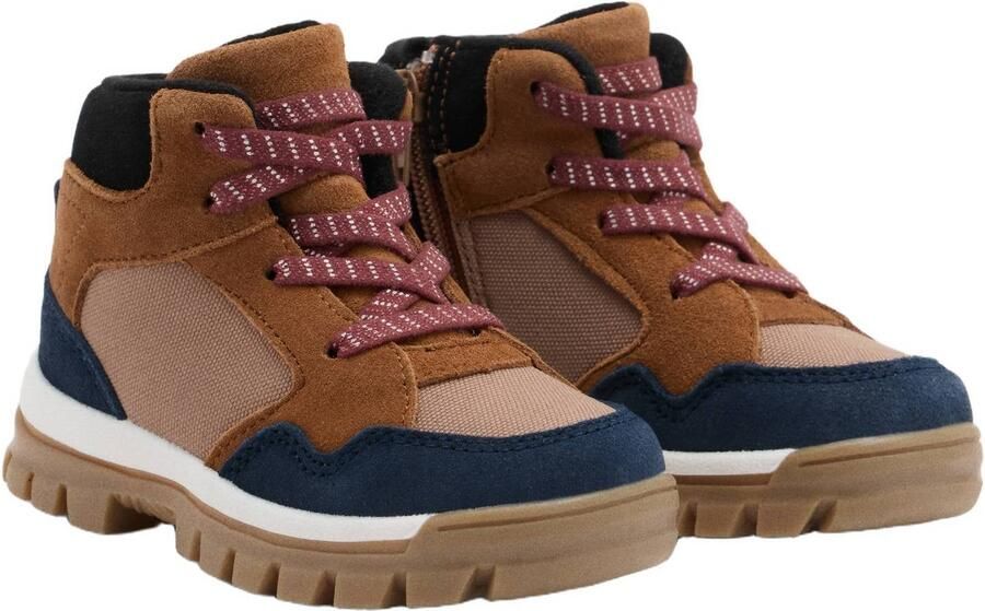 Mango Kids leren enkelboots met profielzool bruin donkerblauw Jongens Leer - Foto 2