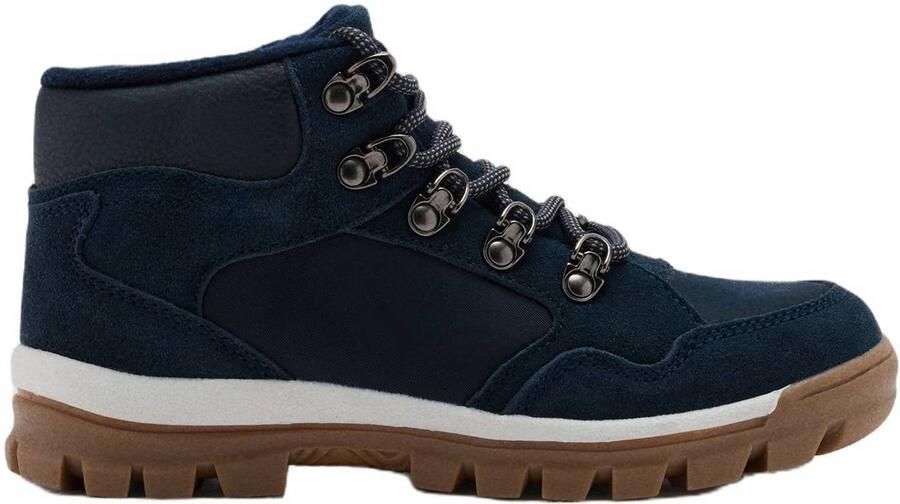 Mango Kids leren enkelboots met profielzool donkerblauw Jongens Leer