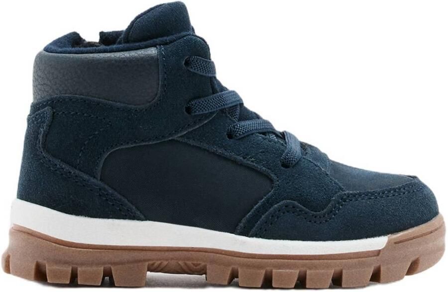 Mango Kids leren enkelboots met profielzool donkerblauw Jongens Leer (14 8cm)