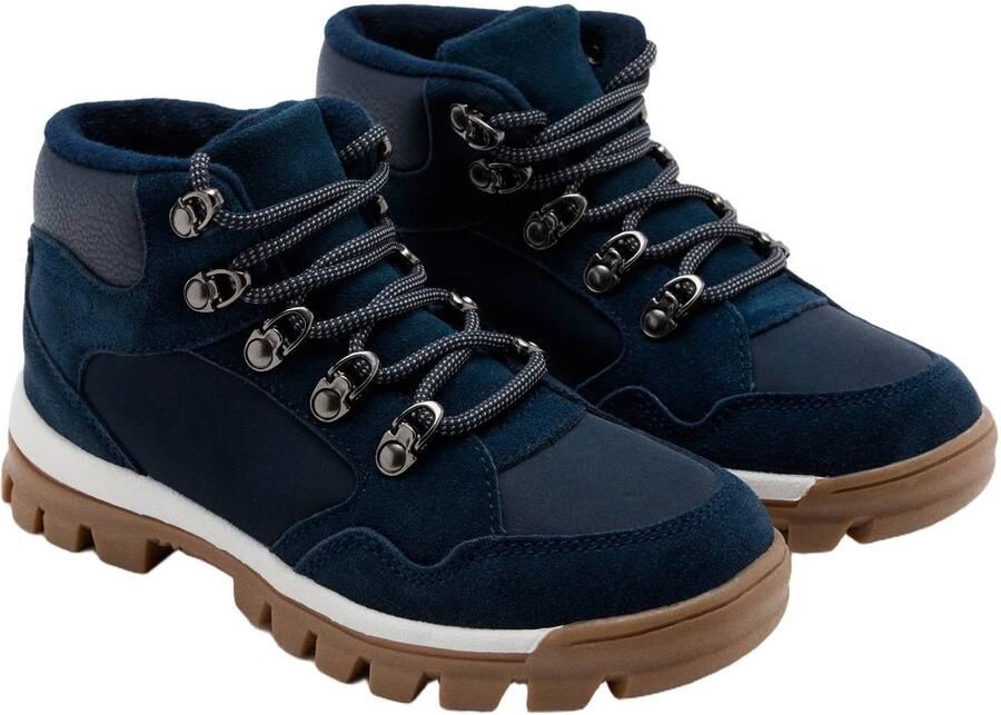 Mango Kids leren enkelboots met profielzool donkerblauw Jongens Leer - Foto 3