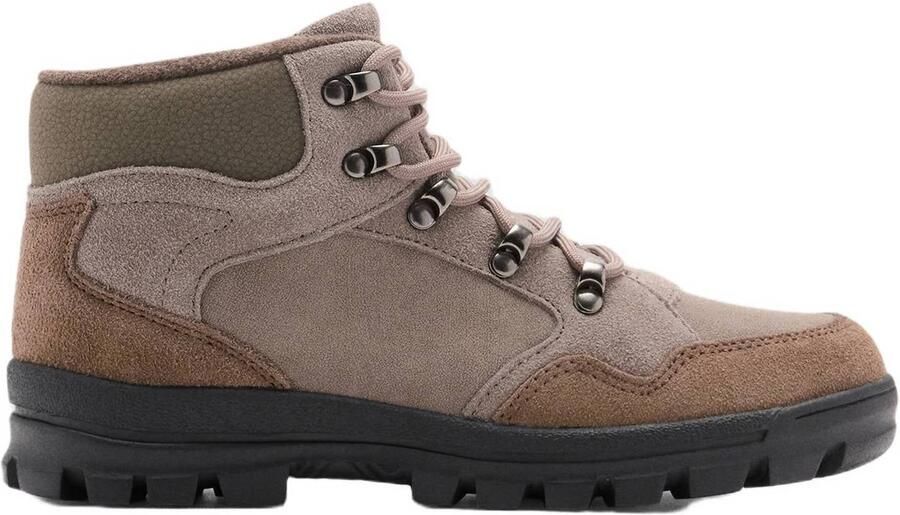 Mango Kids leren enkelboots met profielzool taupe Bruin Jongens Leer