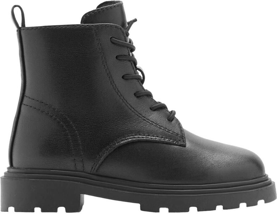 go Kids leren enkelboots met profielzool zwart