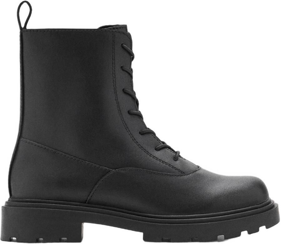 Mango Kids leren laarzen met profielzool zwart