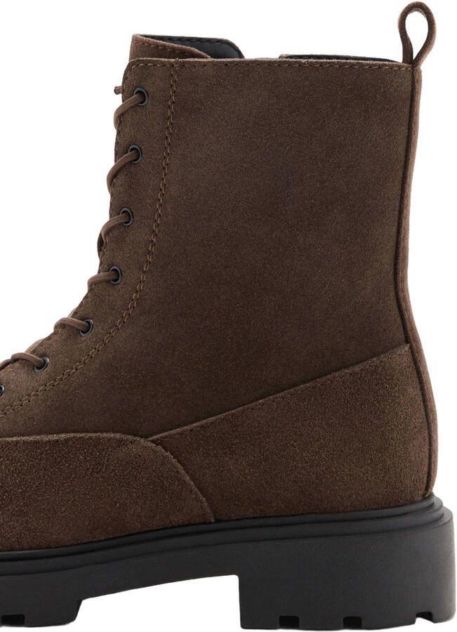 Mango Kids suède enkelboots met profielzool donkerbruin - Foto 2