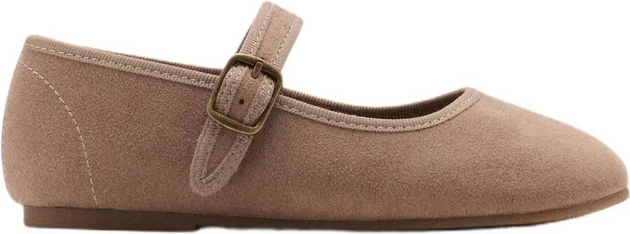 Mango Kids suèdelook ballerina's lichtbruin