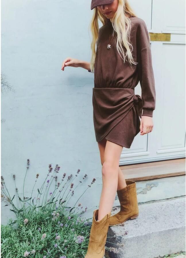 Mango Kids western leren laarzen met borduursels cognac - Foto 2