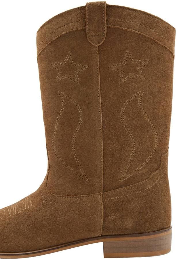 Mango Kids western leren laarzen met borduursels cognac - Foto 3