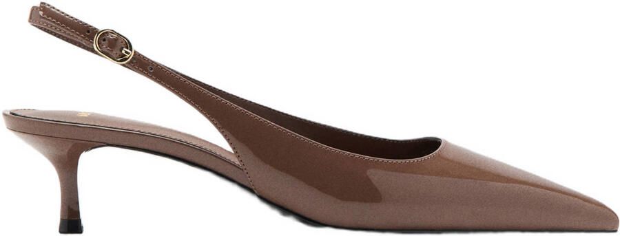 Mango lak slingback pumps donkerbruin