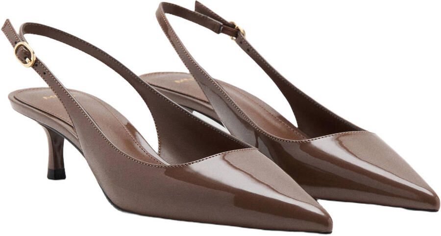 Mango lak slingback pumps donkerbruin - Foto 3
